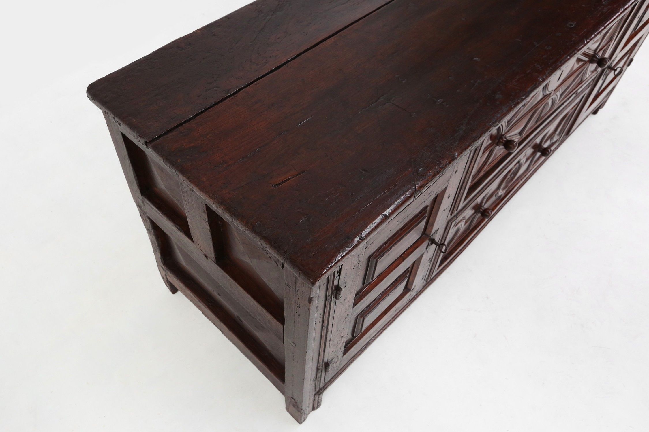 Unique 16th century French geometric sideboard in oakthumbnail